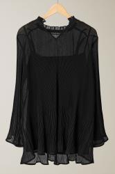 EVANS Curve Black Pleat Blouse