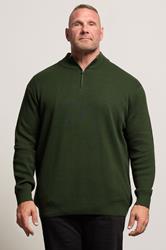 BadRhino Big & Tall Dark Green Milano Quarter Zip Jumper | BadRhino 3