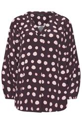 EVANS Plus Size Purple Spot Print Pleated Swing Top | Evans 5