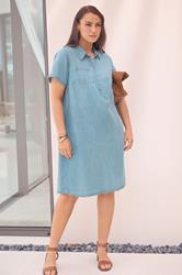 EVANS Plus Size Light Blue Lyocell Denim Dress | Evans 3