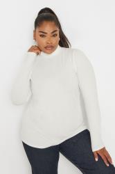 YOURS Plus Size White Long Sleeve Turtle Neck Top | Yours Clothing 3