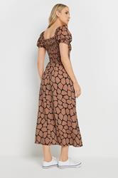 LTS Tall Rust Orange Giraffe Shirred Midi Dress | Long Tall Sally 4