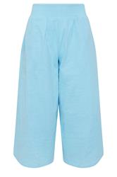 PixieGirl Petite Light Blue Cotton Cheesecloth Cropped Wide Leg Trousers