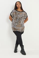 YOURS Plus Size Black Leopard Print Eyelet Top | Yours Clothing 1
