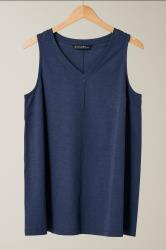 EVANS Curve Navy Blue Premium Cotton Vest Top
