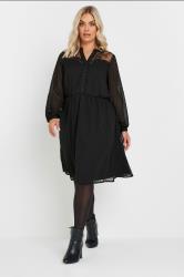 YOURS Plus Size Black Lace Dobby Midi Dress | Yours Clothing 2