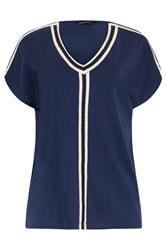 M&Co Navy Blue Contrast Trim Cotton Short Sleeve T-Shirt