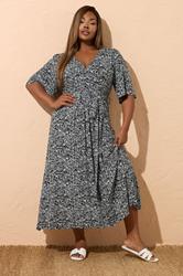 YOURS Plus Size Black & White Floral Wrap Maxi Dress | Yours Clothing 1