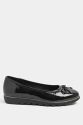 Black Patent Ballet Pumps In Wide E Fit | Yours Clothing 4