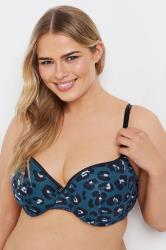 YOURS Plus Size Teal Blue Animal Print Mesh T-Shirt Bra | Yours Clothing 3