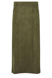 LTS Tall Women's Khaki Green Faux Suede Midi Skirt | Long Tall Sally 5
