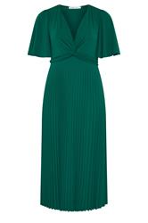 YOURS LONDON Curve Emerald Green Knot Pleated Maxi Dress