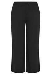 YOURS Curve Black Soft Touch Wide Leg Trousers