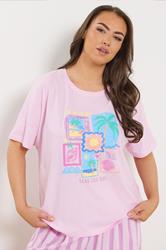 YOURS Plus Size Pink 'Seas The Day' Pyjama Set | Yours Clothing 1