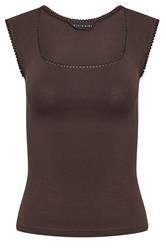 PixieGirl Petite 2 PACK Women's Chocolate Brown & White Spot Cotton Vest Top | PixieGirl 9