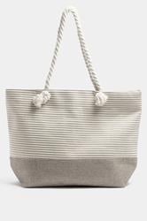 Brown Striped Rope Tote Bag