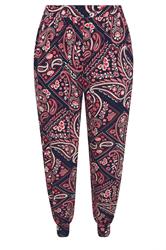 YOURS Curve Navy Blue Paisley Print Balloon Trousers
