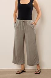 LTS Tall Women's Beige Brown Linen Tie Waist Cropped Trousers | Long Tall Sally  3