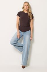 LTS Tall Women's Chocolate Brown Asymmetric Ruched Top | Long Tall Sally 1