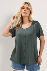 YOURS Plus Size Khaki Green Soft Touch Top | Yours Clothing 3