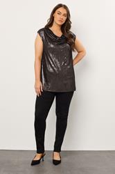 EVANS Plus Size Black Cowl Neck Top | Evans 2