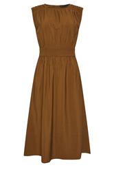 PixieGirl Petite Women's Brown Shirred Waist Maxi Dress | PixieGirl 6