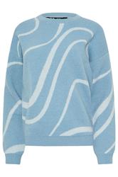 LTS Tall Light Blue Abstract Knitted Jumper | Long Tall Sally 5