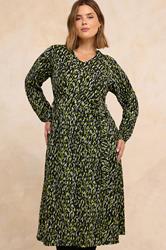 EVANS Plus Size Black Abstract Print Split Front Dress | Evans 3