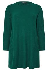 EVANS Curve Teal Green Front Pocket Tunic Jumper