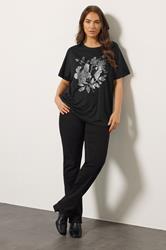 EVANS Plus Size Black Floral Stud Detail Modal Top | Evans 1
