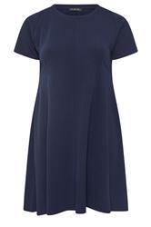 LIMITED COLLECTION Curve Navy Blue  Skater Pleat Dress