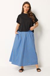 YOURS Plus Size Blue Stripe Midi Skirt | Yours Clothing 3