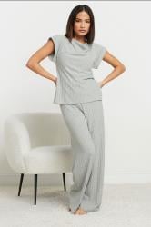 PixieGirl Petite Women's Grey Ribbed Cowl Neck Top | PixieGirl 1