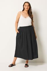 YOURS Plus Size Black Poplin Midi Skirt | Yours Clothing 1
