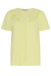 M&Co Lemon Yellow Short Sleeve Frill Cotton Blouse | M&Co 1