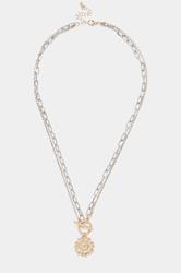 Gold & Silver Tone Pendant Flower Layered Chain Necklace | Yours Clothing 3