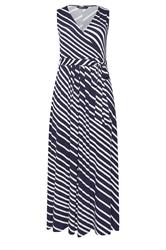 YOURS Plus Size Blue Strip Sleeveless Wrap Dress | Yours 5