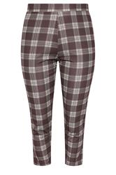 YOURS Plus Size Chocolate Brown Check Crepe Tapered Trousers | Yours Clothing 5
