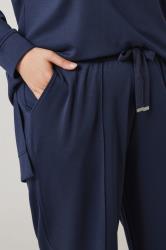 EVANS Plus Size Navy Blue Luxe Wide Leg Joggers | Evans 4