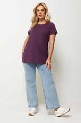 YOURS Plus Size Dark Purple Core T-Shirt | Yours Clothing 1