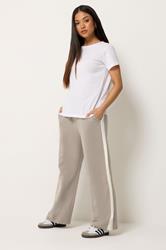 M&Co Petite Mocha Brown Ivory White Stripe Cotton Joggers | M&Co 3