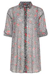 YOURS Curve Black Leopard Cherry Cover Up