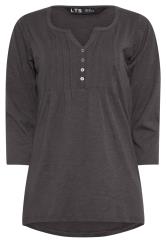 LTS Tall 2 PACK Teal Blue & Grey Cotton Henley Tops | Long Tall Sally 8