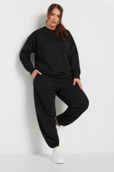 YOURS Plus Size Black Long Sleeve Crew Neck Sweatshirt | Yours Clothing 1