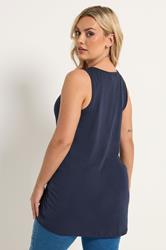 YOURS Plus Size Navy Blue V-Neck Core Vest Top | Yours Clothing 2