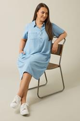 EVANS Plus Size Light Blue Lyocell Denim Dress | Evans 2
