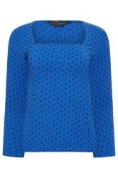 PixieGirl 2 PACK Black & Blue Spot Print Square Neck Tops | PixieGirl 9