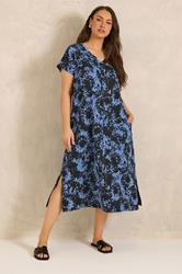 EVANS Plus Size Black Tie Dye Cotton Dress | Evans 3