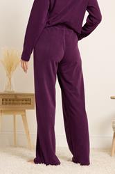 LTS Tall Women's Burgundy Red Microfleece Wide Leg Trousers | Long Tall Sally 4