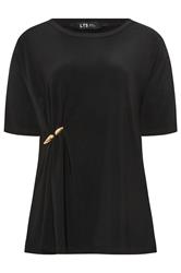 LTS Tall Black Metal Detail Oversized T-Shirt